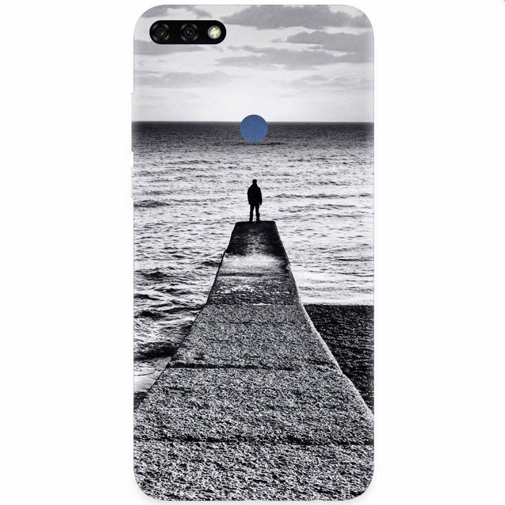 Husa silicon pentru Honor 7C, Abstract Dock Man Grey
