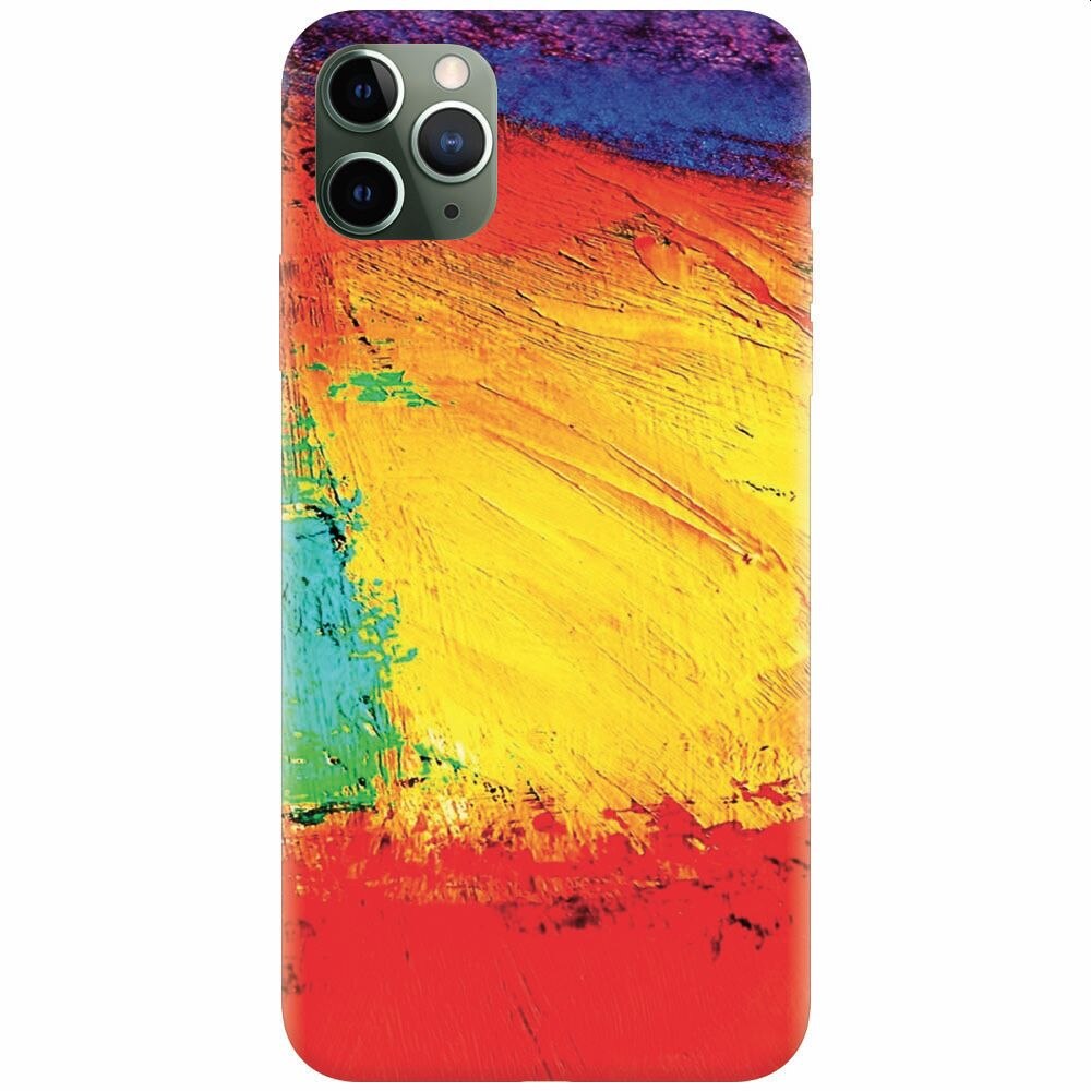 Husa silicon pentru Apple Iphone 11 Pro, Colorful Dry Paint Strokes Texture