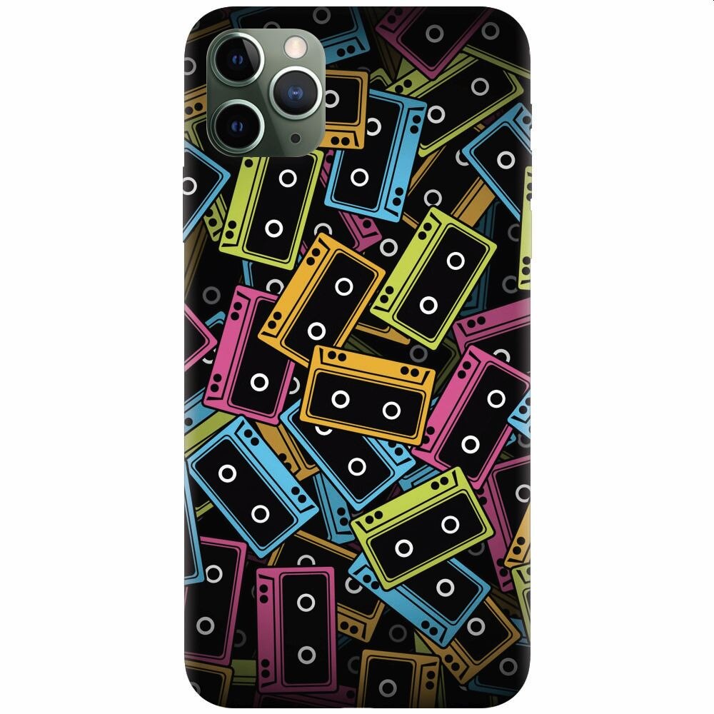 Husa silicon pentru Apple Iphone 11 Pro Max, Audio Cassette Color Vector