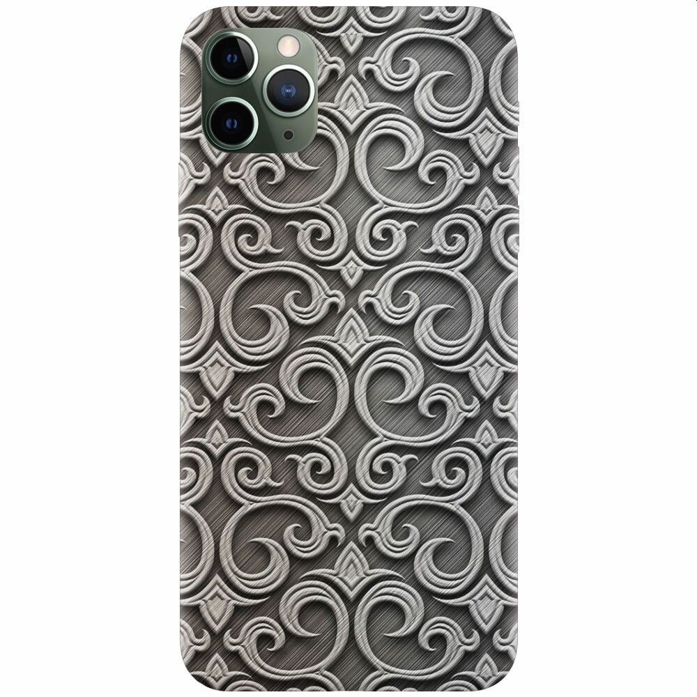 Husa silicon pentru Apple Iphone 11 Pro Max, Baroque Silver Pattern
