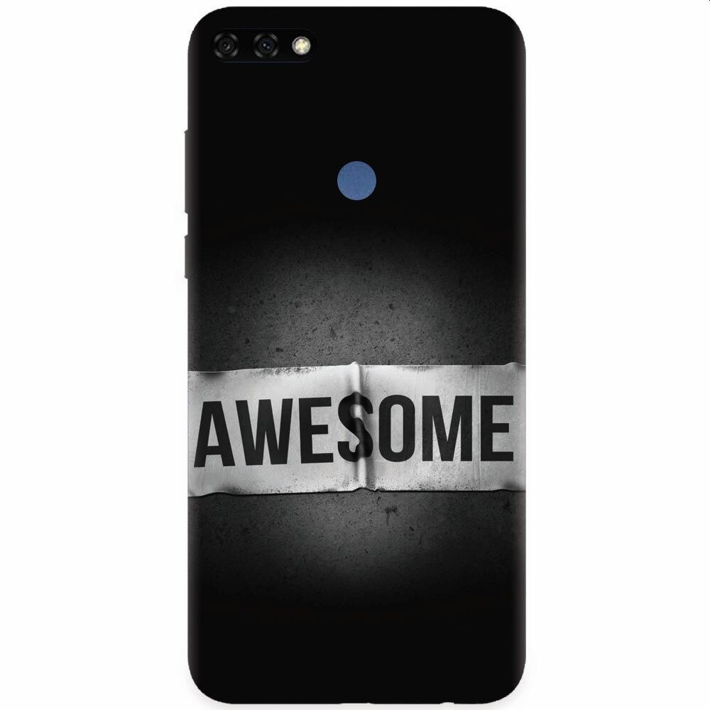 Husa silicon pentru Honor 7C, Awesome Label Dark