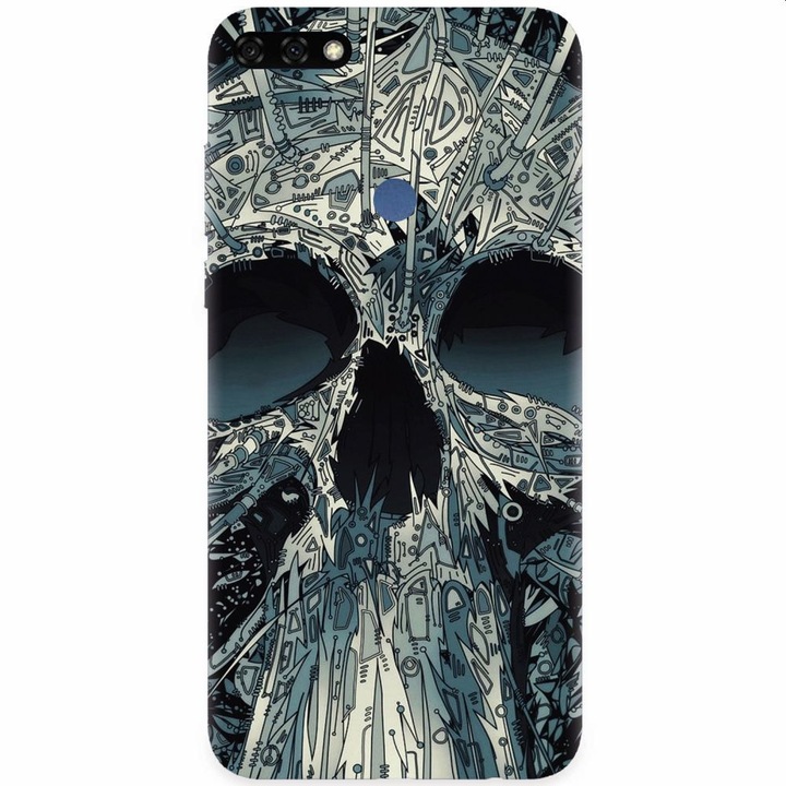 Husa silicon pentru Honor 7C, Abstract Skull Artwork Illustration