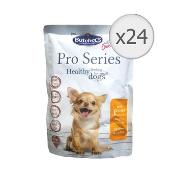 Hrana umeda pentru caini Butcher's Pro Series Grain Free, Talie Mica, Pui, 24x100g Hrana umeda pentru caini Butcher's Pro Series Grain Free, Talie Mica, Pui, 24x100g