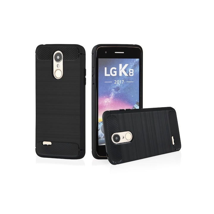 Силиконов калъф Flexible Carbon за LG K8 (2017), Черен