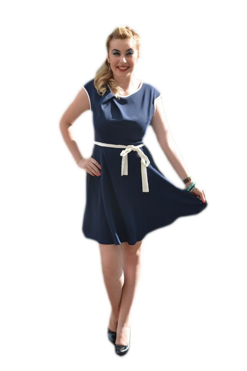 Rochie tinereasca cu detalii contrastante, D&J Exclusive, Albastru inchis