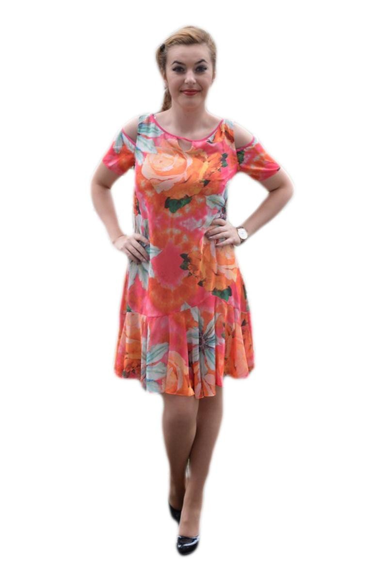 Rochie deosebita, usor evazata jos, D&J Exclusive, Portocaliu
