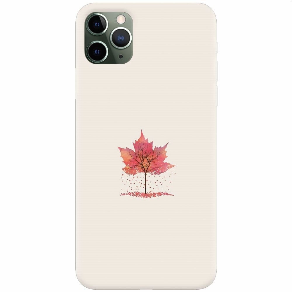 Husa silicon pentru Apple Iphone 11 Pro Max, Autumn Tree Leaf Shape Illustration
