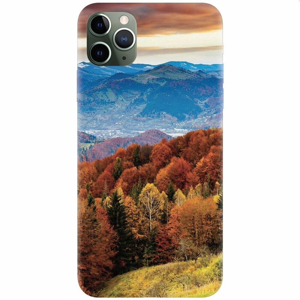 Husa silicon pentru Apple Iphone 11 Pro Max, Autumn Mountain Fall Rusty Forest Colours