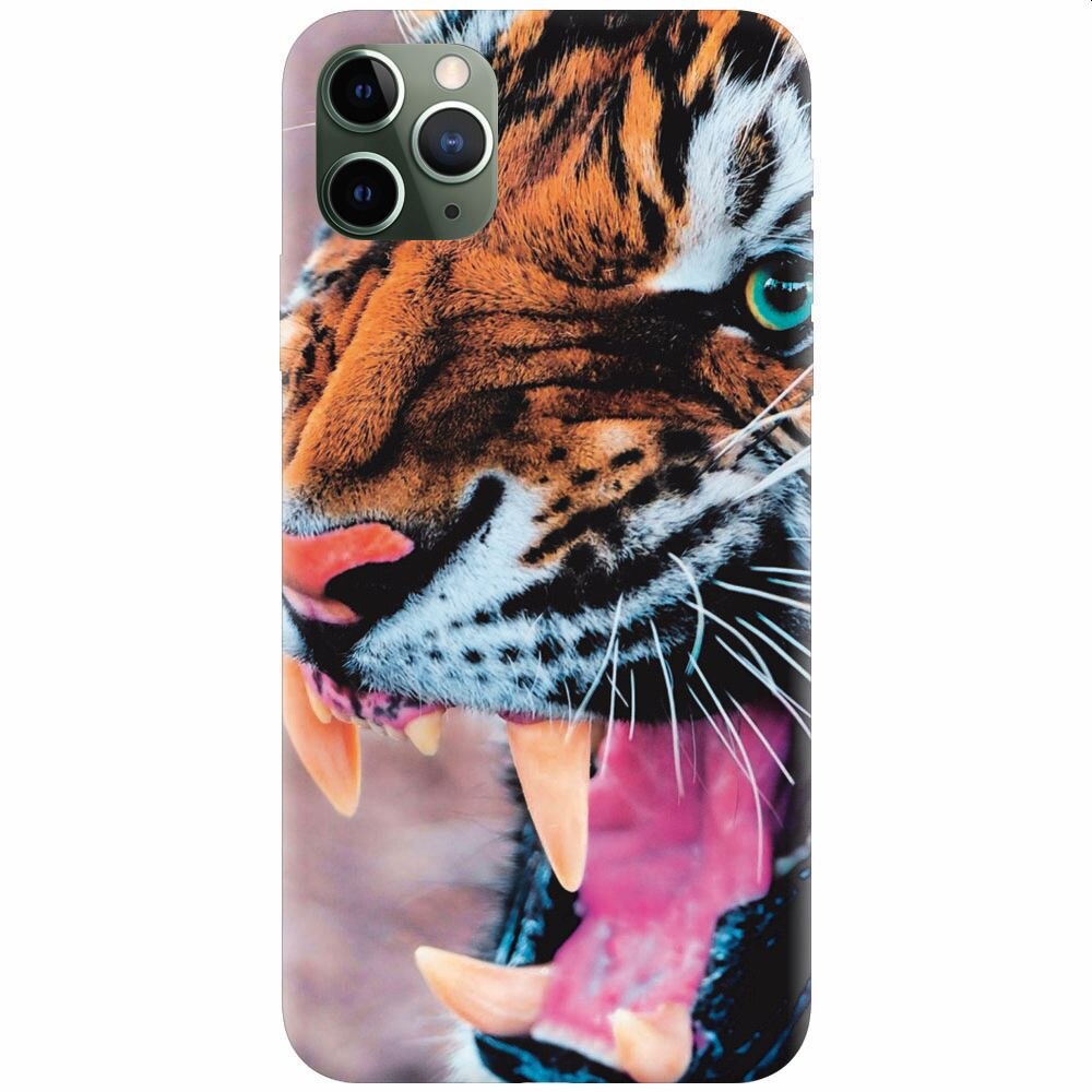 Husa silicon pentru Apple Iphone 11 Pro Max, Angry Tiger Teeth Fresh