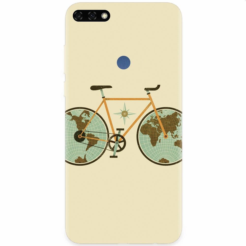 Husa silicon pentru Honor 7C, Retro Bicycle Illustration