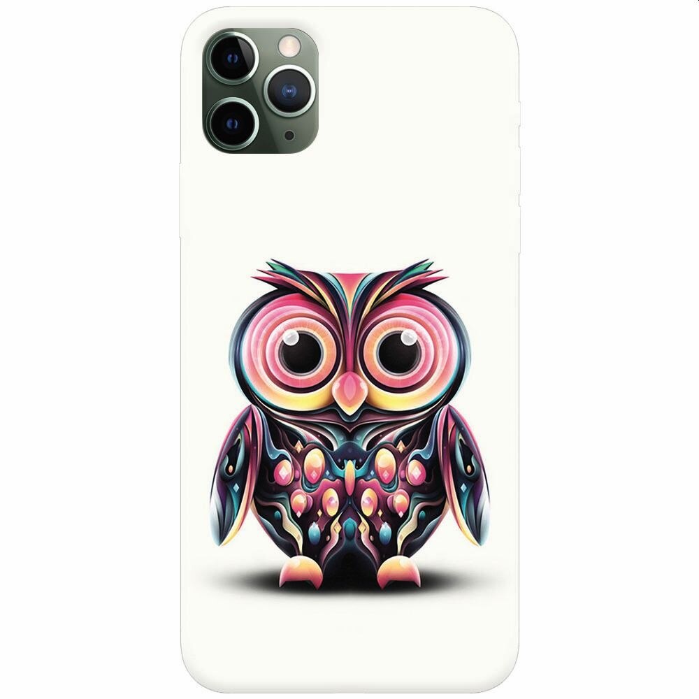 Husa silicon pentru Apple Iphone 11 Pro Max, Colorful Owl Illustration