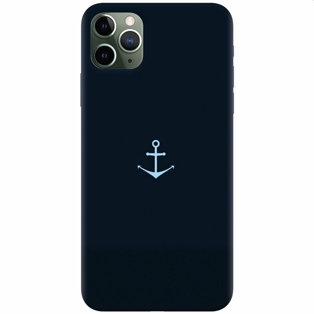 Husa silicon pentru Apple Iphone 11 Pro Max, Blue Navy Anchor Illustration Flat
