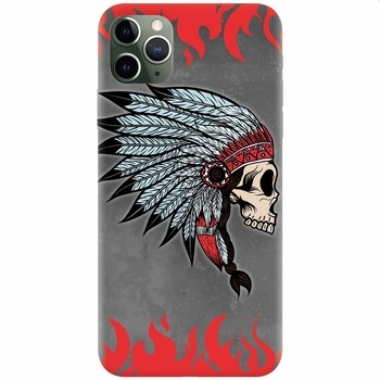 Husa silicon pentru Apple Iphone 11 Pro Max, Indian Skull Husa silicon pentru Apple Iphone 11 Pro Max, Indian Skull