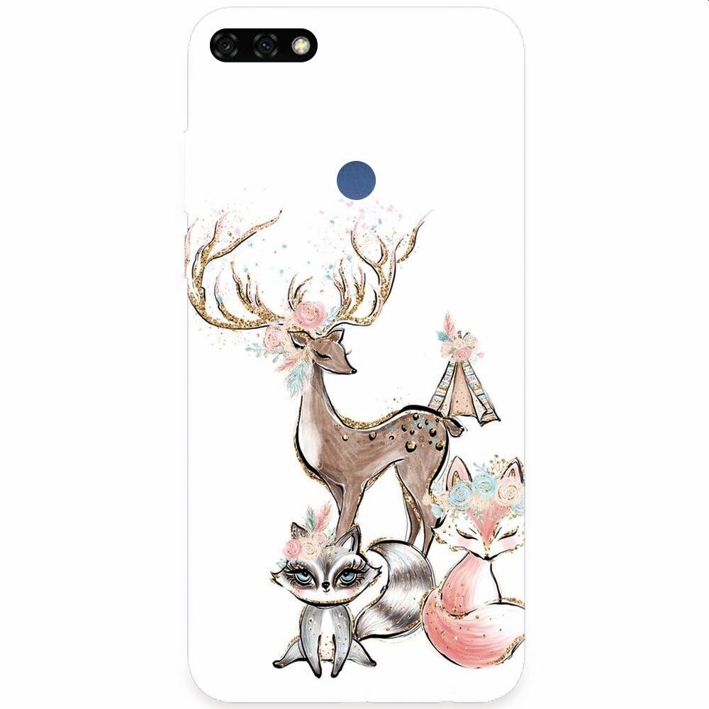 Husa silicon pentru Honor 7C, Foxs And Deer