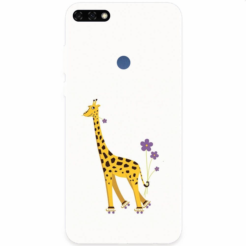 Husa silicon pentru Honor 7C, Rollerskating Girafe Illustration