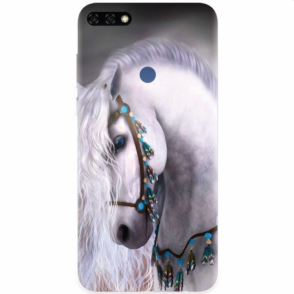 Husa silicon pentru Honor 7C, White Horse