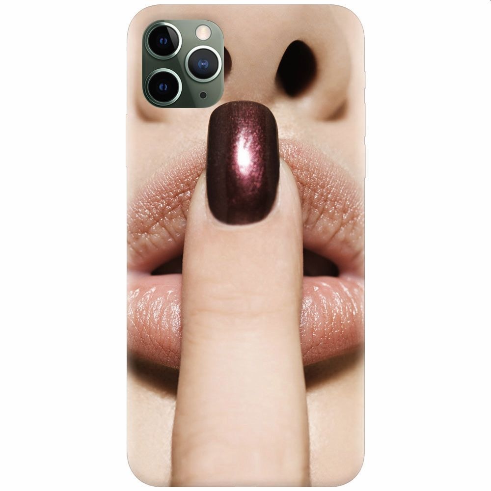 Husa silicon pentru Apple Iphone 11 Pro Max, Finger Purple Nailpolish Girl Lips