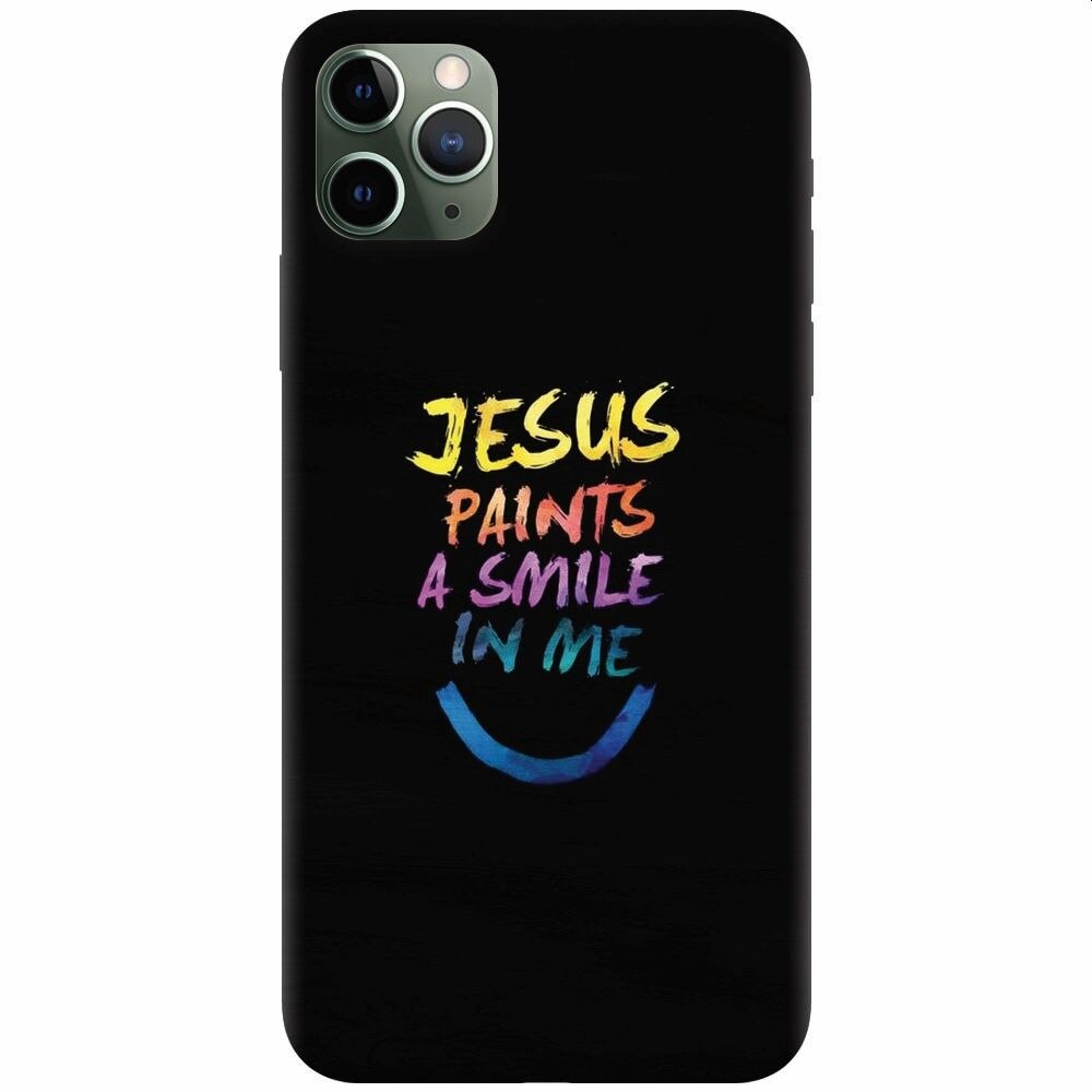 Husa silicon pentru Apple Iphone 11 Pro Max, Jesus Paints A Smile In Me
