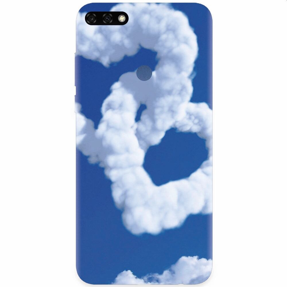Husa silicon pentru Honor 7C, Heart Shaped Clouds Blue Sky