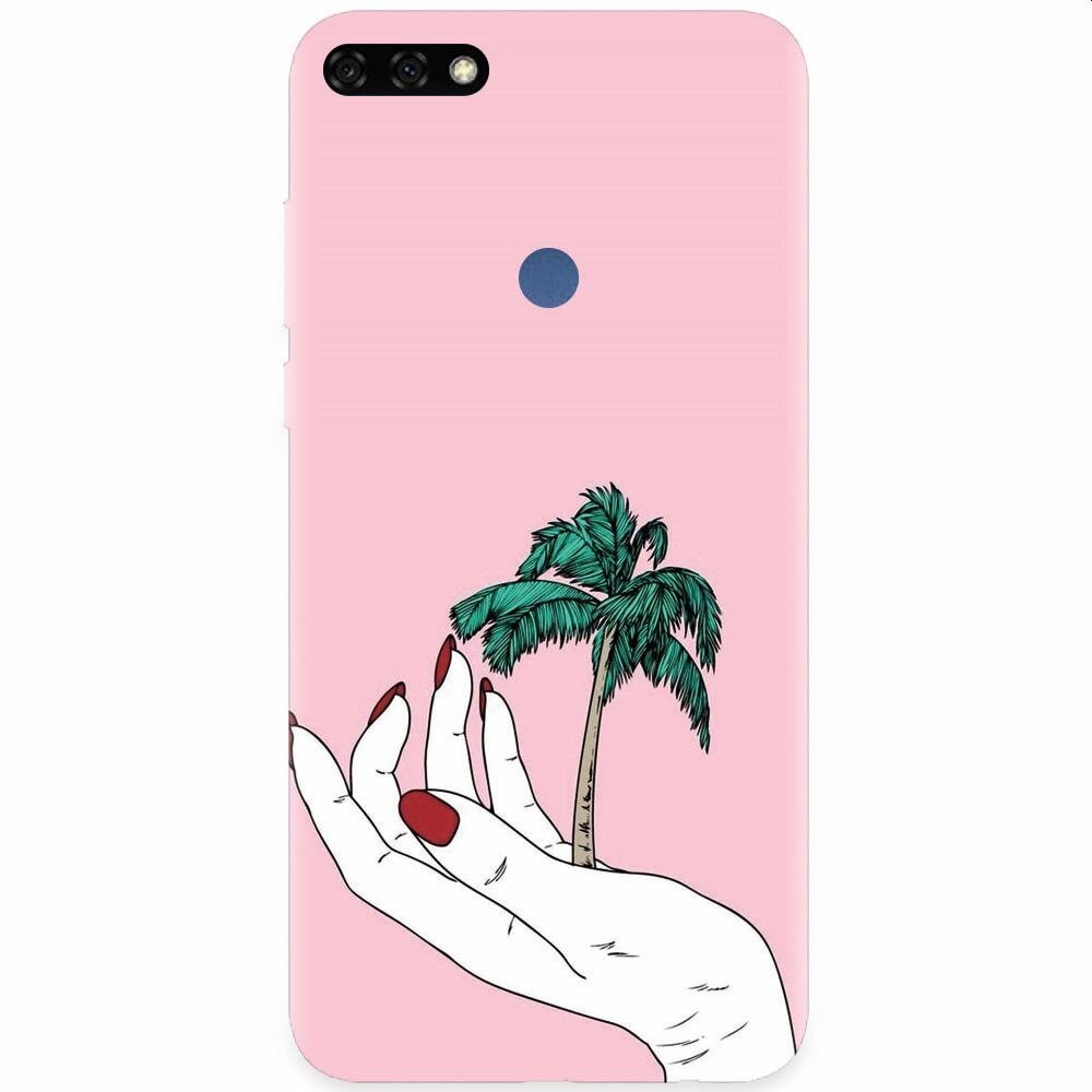 Husa silicon pentru Honor 7C, Palm Tree
