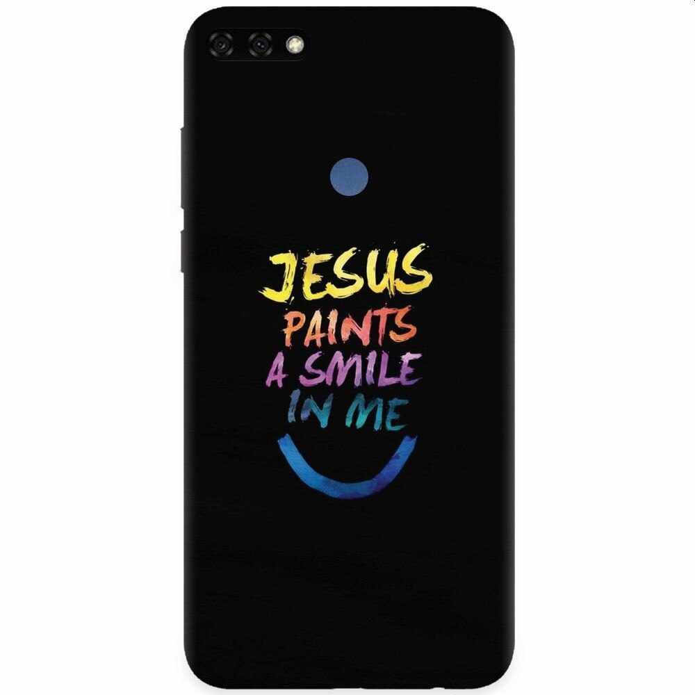 Husa silicon pentru Honor 7C, Jesus Paints A Smile In Me