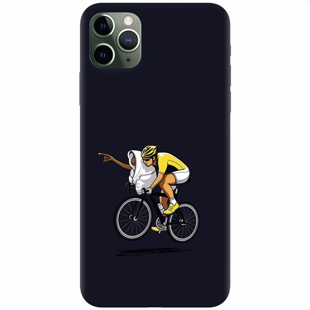 Husa silicon pentru Apple Iphone 11 Pro Max, ET Riding Bike Funny Illustration