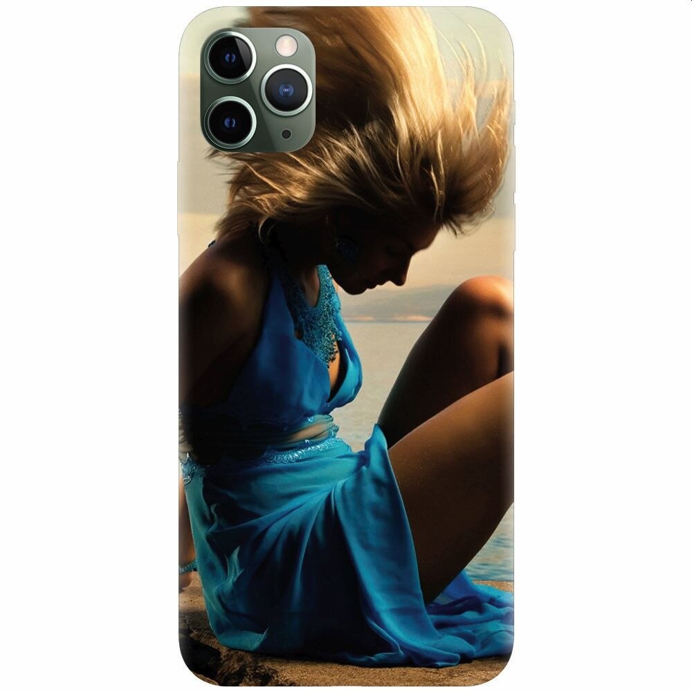 Husa silicon pentru Apple Iphone 11 Pro Max, Girl In Blue Dress