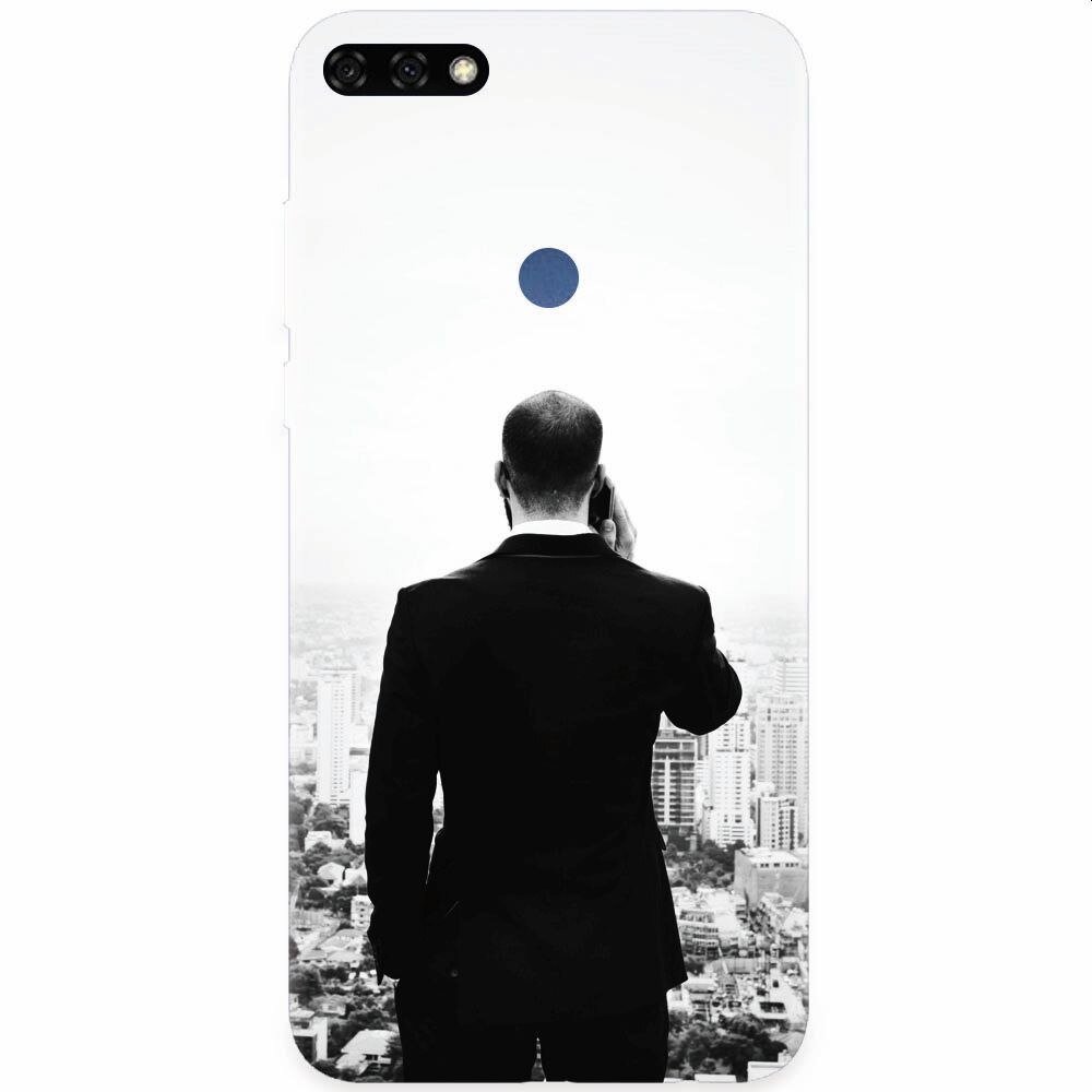 Husa silicon pentru Honor 7C, Man In Suit