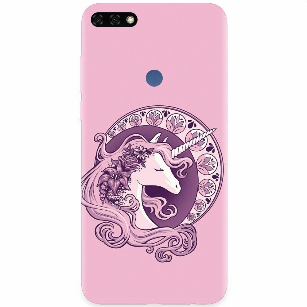 Husa silicon pentru Honor 7C, Purple Unicorn