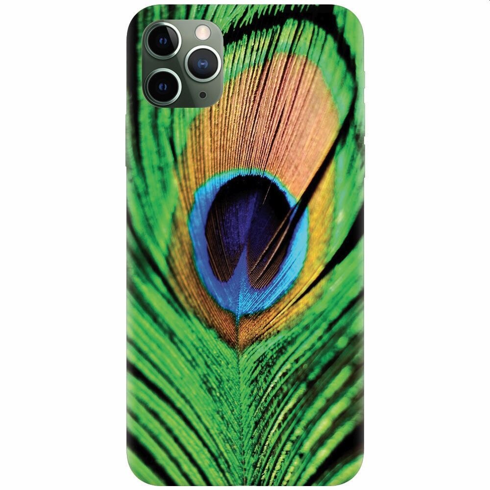Husa silicon pentru Apple Iphone 11 Pro, Peacock Feather Green Blue
