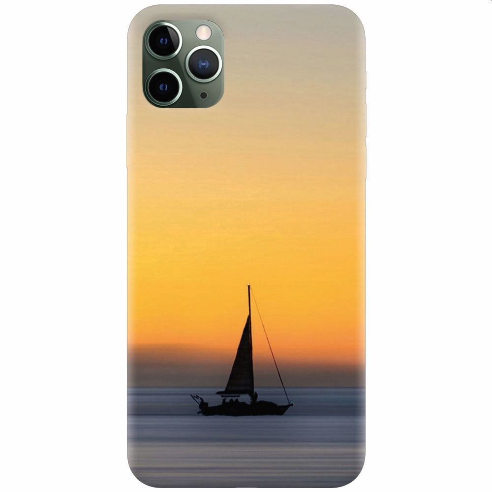 Husa silicon pentru Apple Iphone 11 Pro Max, Wind Sail Boat Ocean Sunset