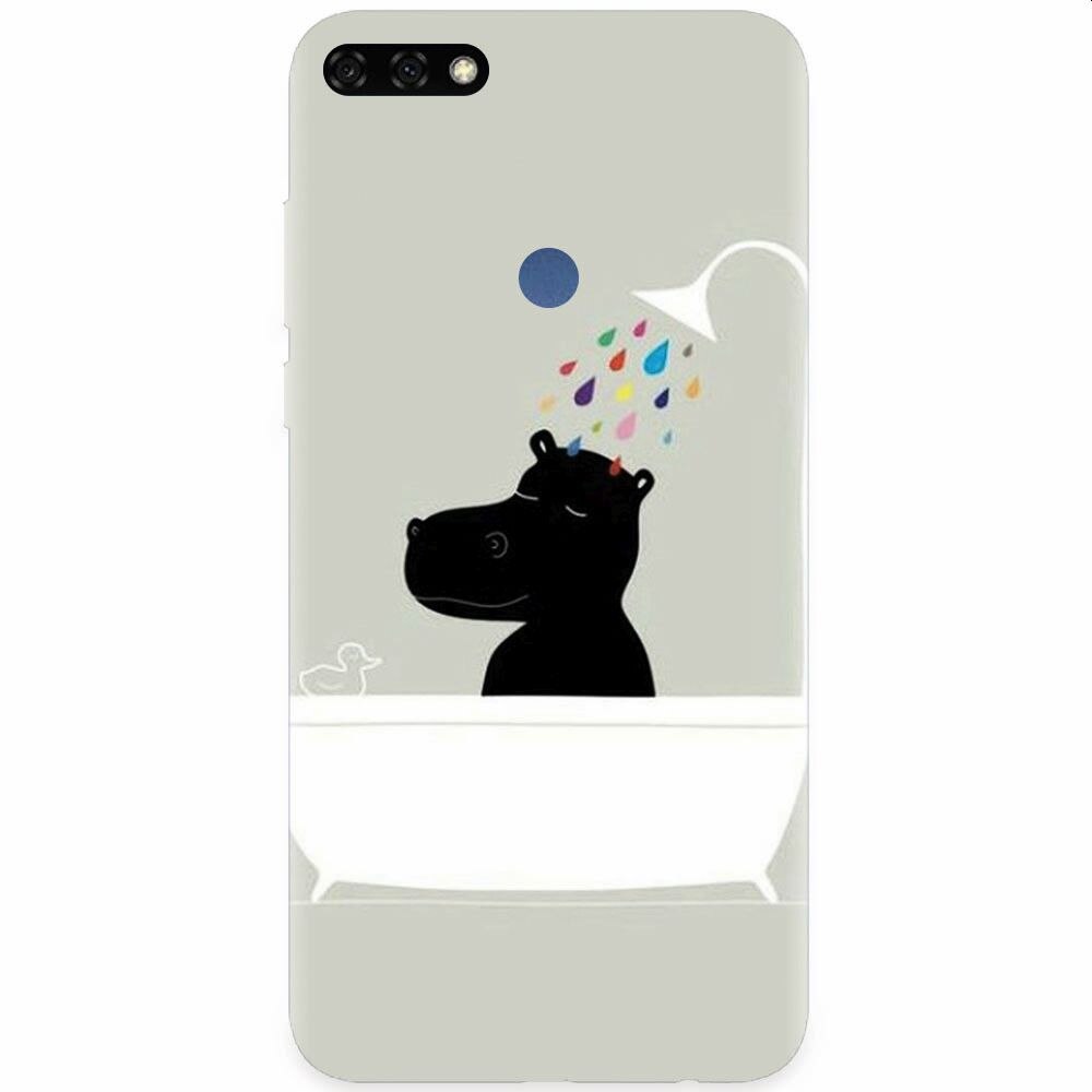 Husa silicon pentru Honor 7C, Hippo Bath