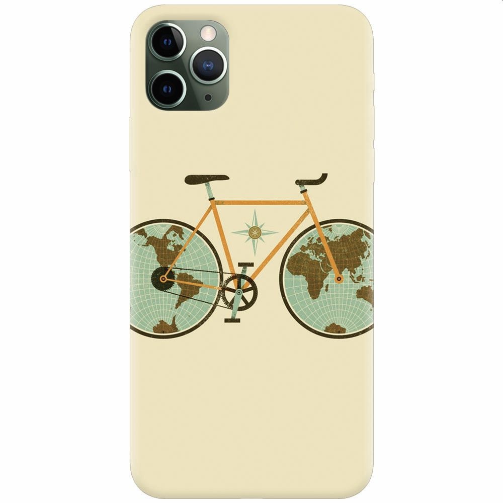 Husa silicon pentru Apple Iphone 11 Pro Max, Retro Bicycle Illustration