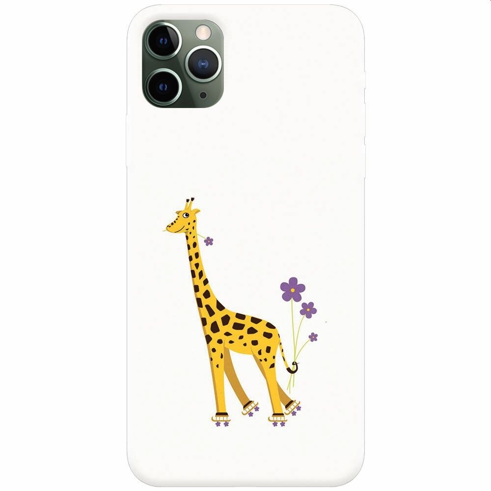 Husa silicon pentru Apple Iphone 11 Pro Max, Rollerskating Girafe Illustration