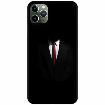 Husa silicon pentru Apple Iphone 11 Pro Max, Mystery Man In Suit Husa silicon pentru Apple Iphone 11 Pro Max, Mystery Man In Suit