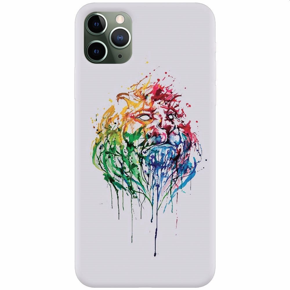 Husa silicon pentru Apple Iphone 11 Pro Max, Paint Illustration Lion Head