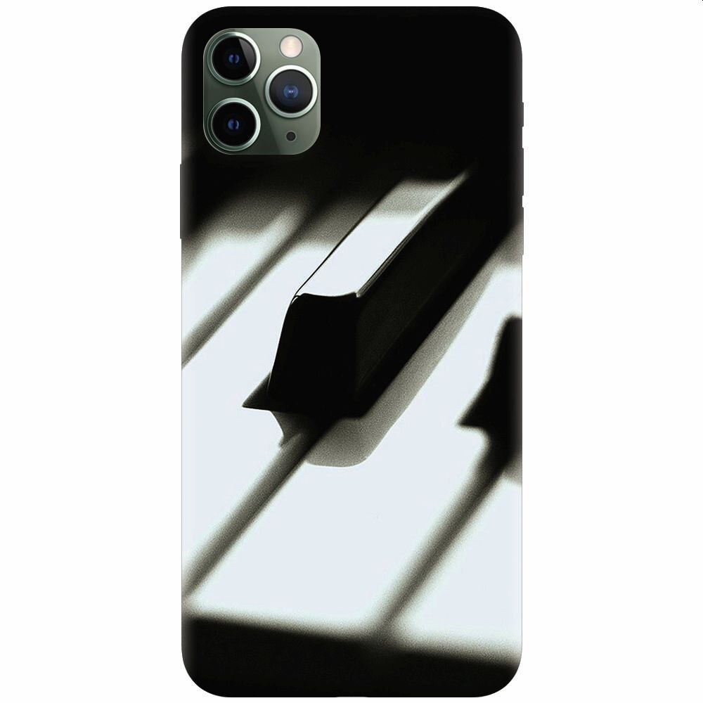 Husa silicon pentru Apple Iphone 11 Pro Max, Piano Key Close Up Macro