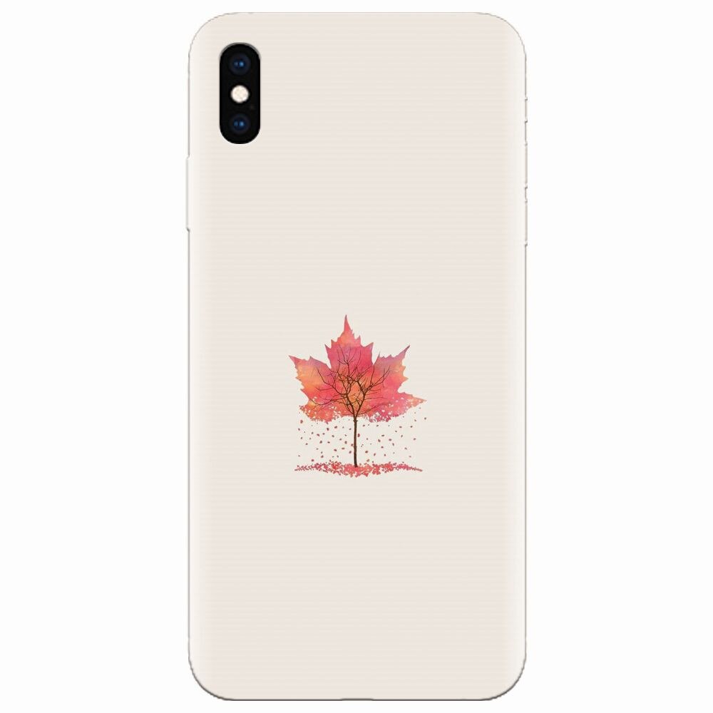 Husa silicon pentru Apple Iphone XS, Autumn Tree Leaf Shape Illustration