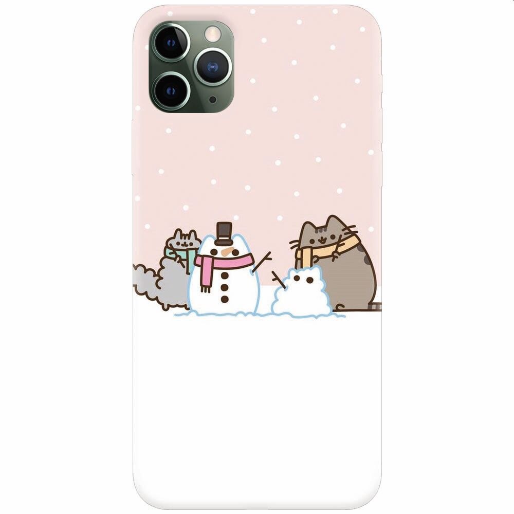 Husa silicon pentru Apple Iphone 11 Pro, Cat And Snowman