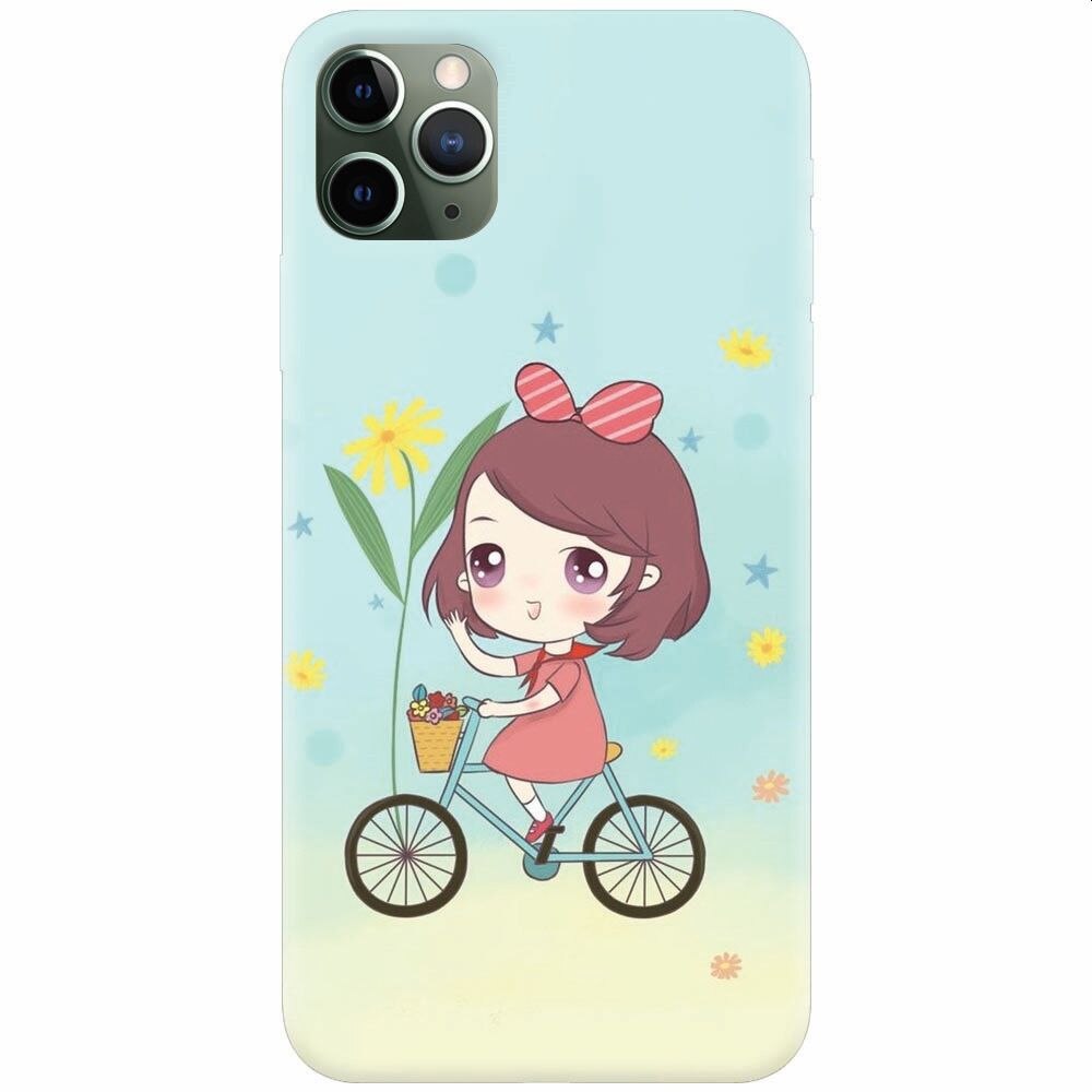 Husa silicon pentru Apple Iphone 11 Pro Max, Girl And Bike