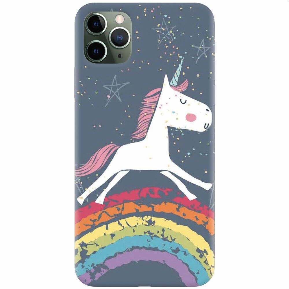 Husa silicon pentru Apple Iphone 11 Pro, Unicorn Rainbow