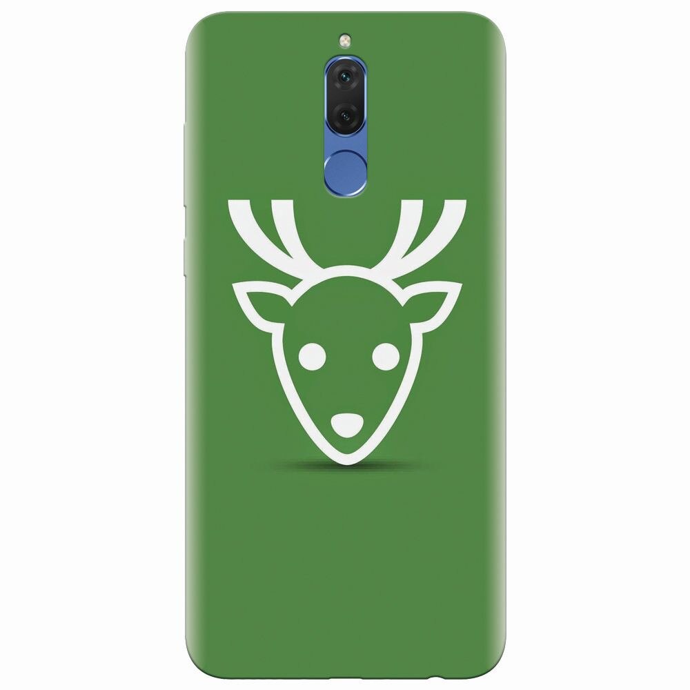 Husa silicon pentru Huawei Mate 10 Lite, Minimal Reindeer Illustration Green