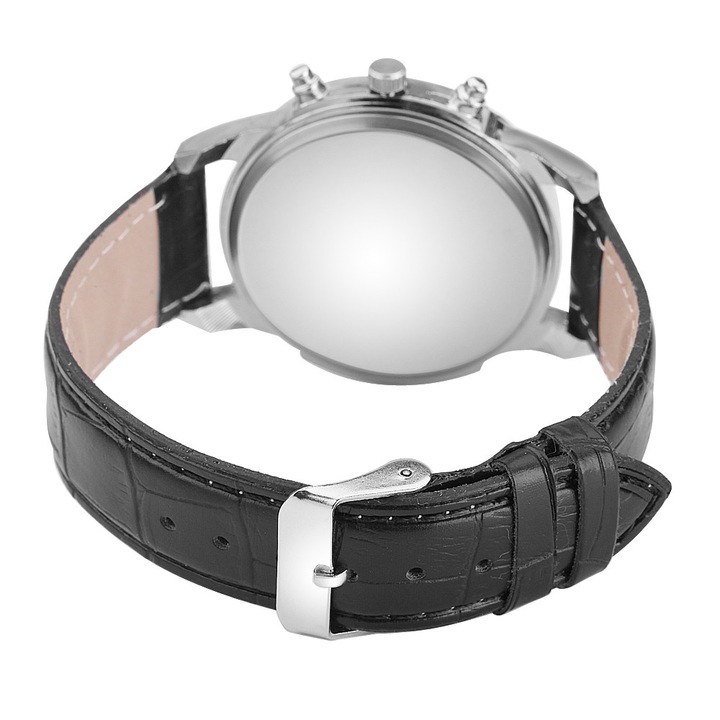 Ceas barbatesc Gescar CS629, stil casual, cadran negru, curea piele