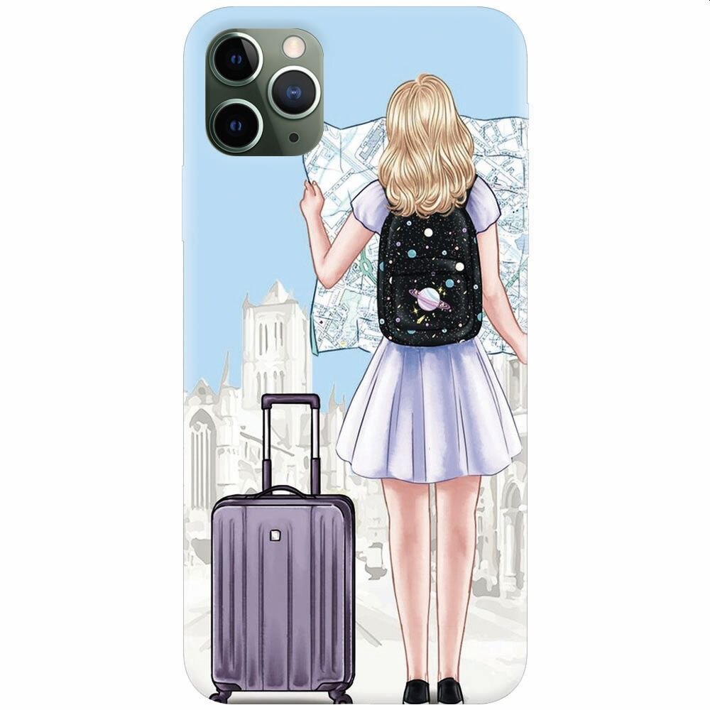 Husa silicon pentru Apple Iphone 11 Pro, Travel Girl Searching On Map