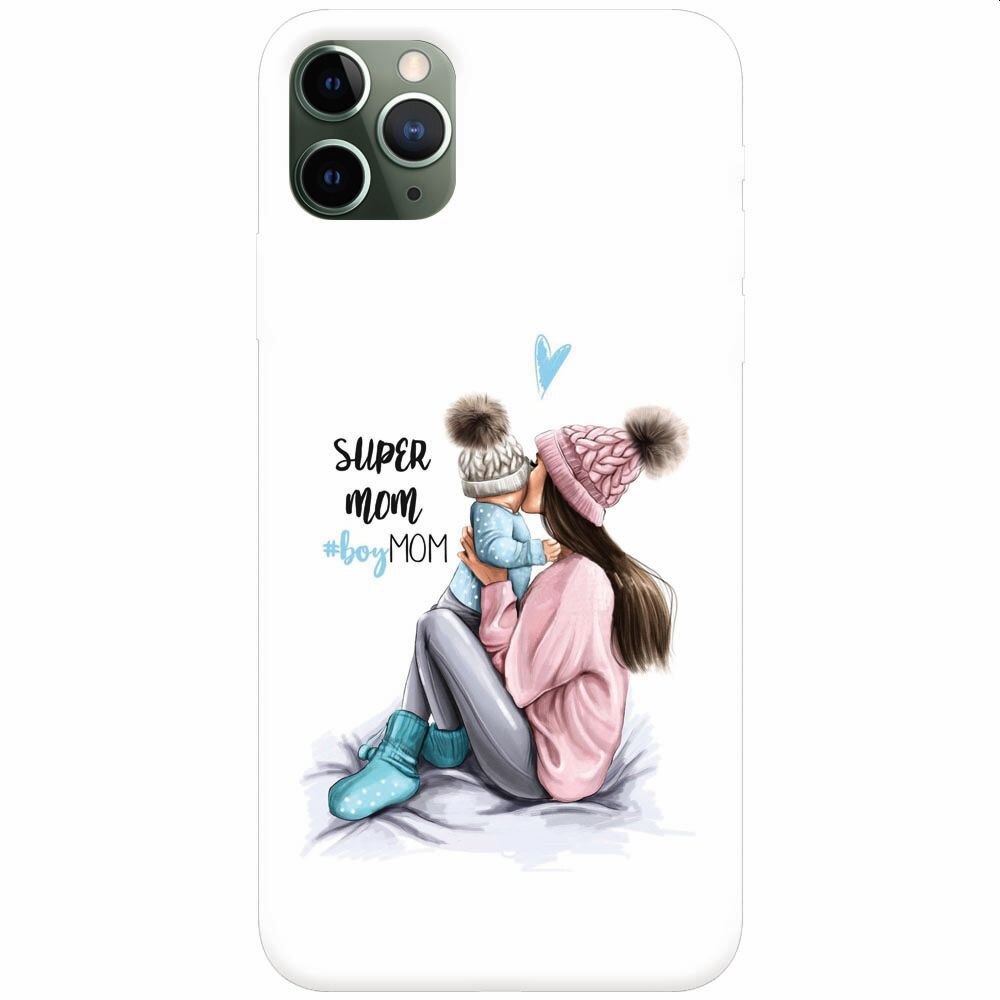 Husa silicon pentru Apple Iphone 11 Pro Max, Super Mom With Boy