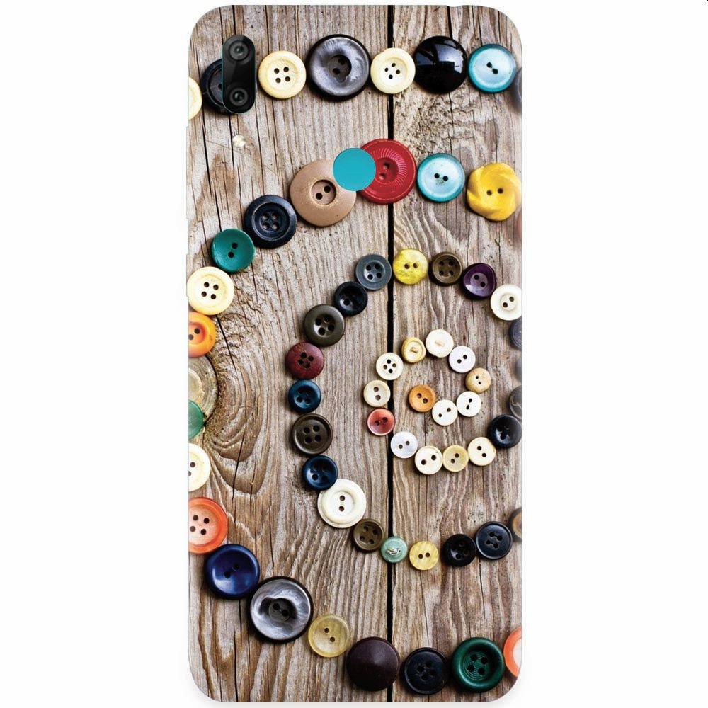Husa silicon pentru Huawei Y7 Prime 2019, Colorful Buttons Spiral Wood Deck