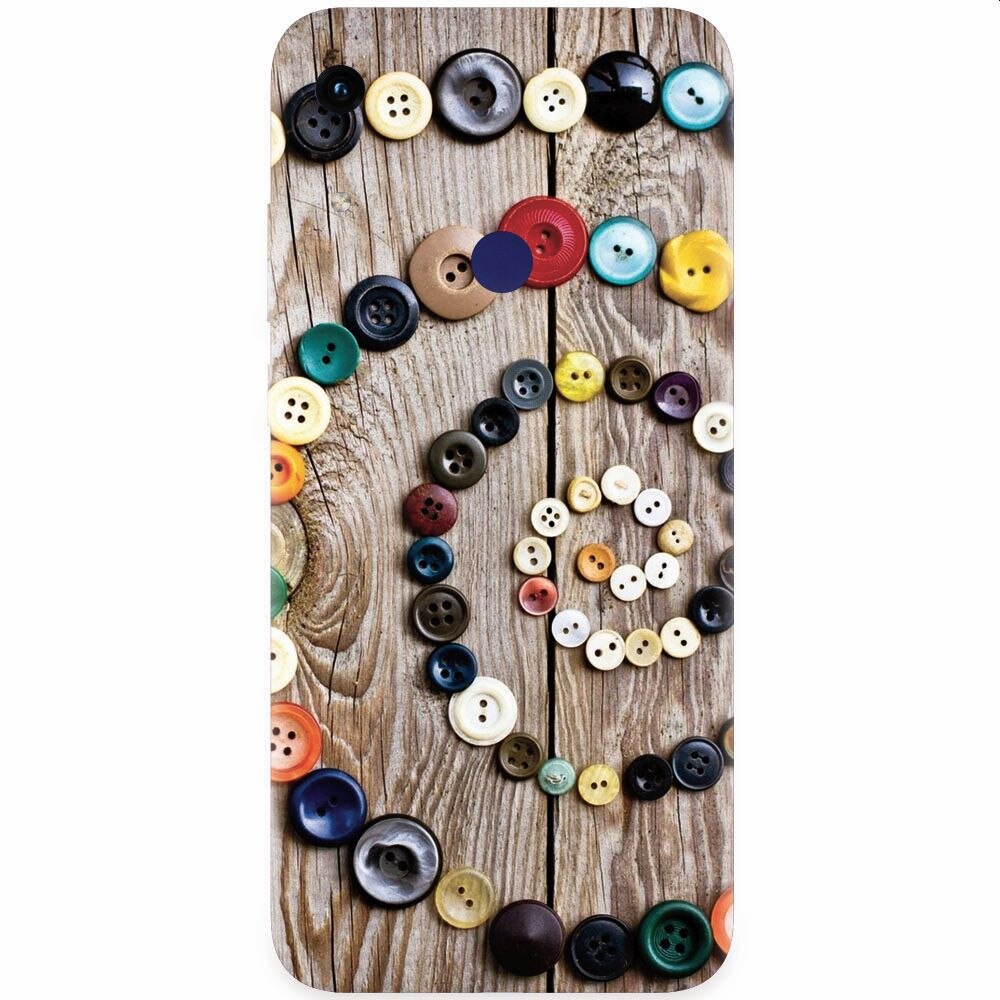 Husa silicon pentru Honor Play 8A, Colorful Buttons Spiral Wood Deck