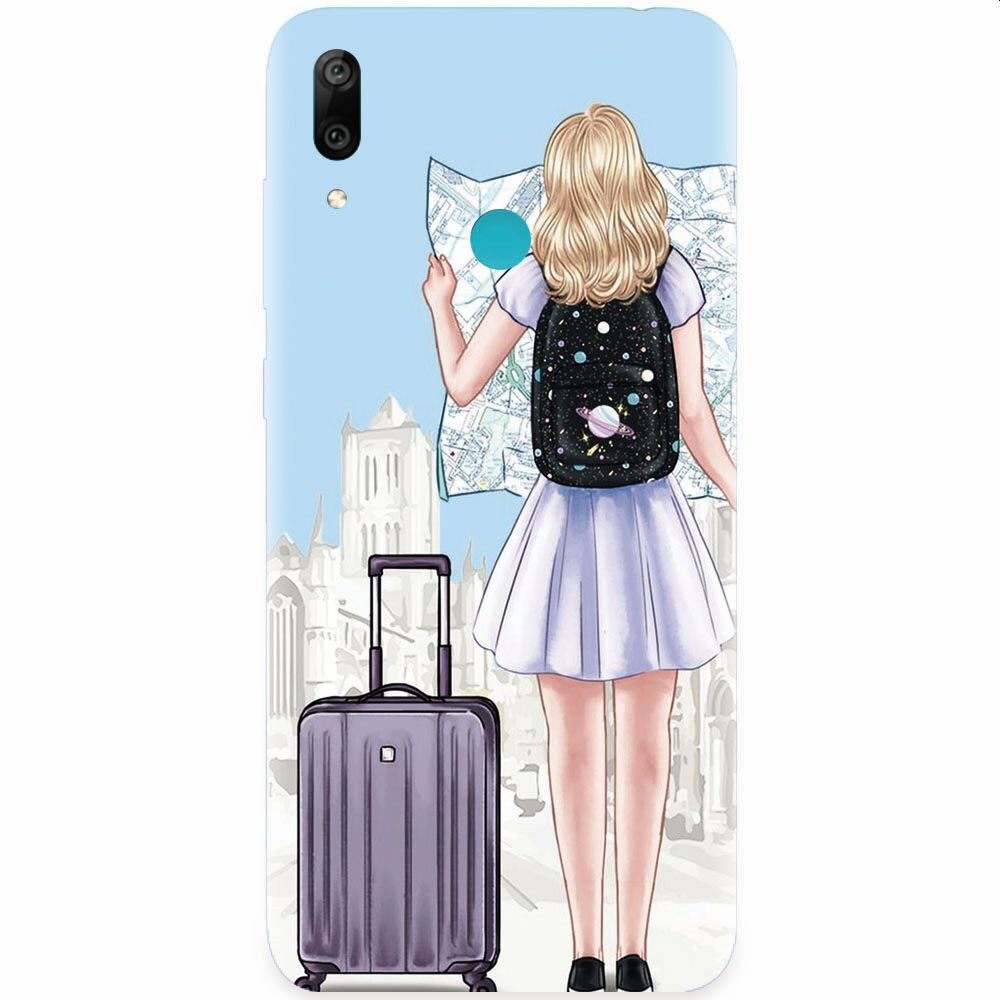Husa silicon pentru Honor Play, Travel Girl Searching On Map