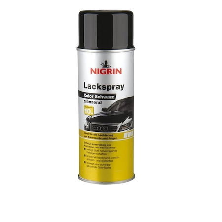 Spray vopsea negru lucios, Nigrin, cu protectie impotriva coroziunii caroseriei si a jantelor, 400ml