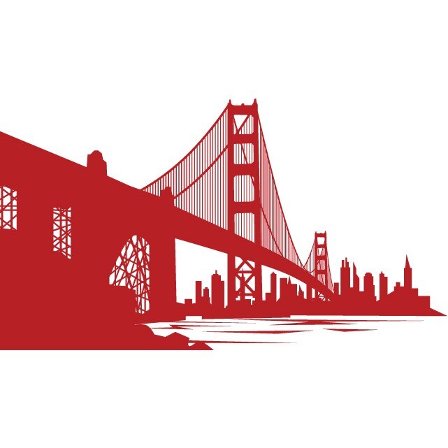 Golden Gate - Sticker Decorativ - Rosu Cardinal - 120 x 68 cm